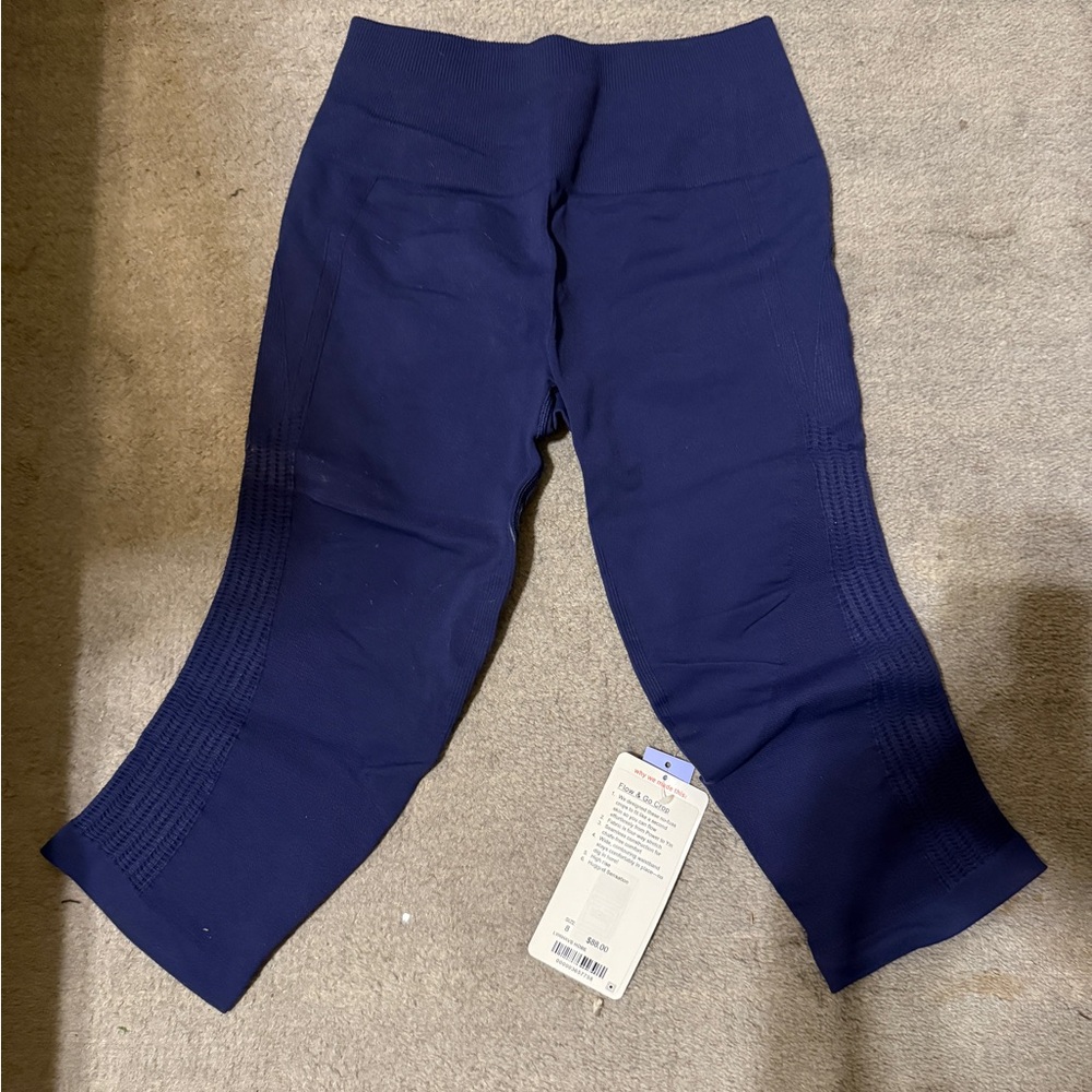 lululemon Flow & Go Crop Leggings Size 8 NWT Blue High Rise Seamless Yoga